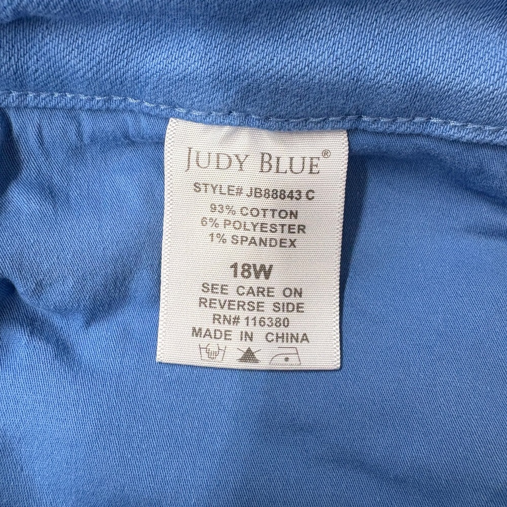 Judy Blue Women Jeans 18W Blue Garment Dyed Raw Hem Wide Leg Crop JB88843 C - Picture 9 of 16